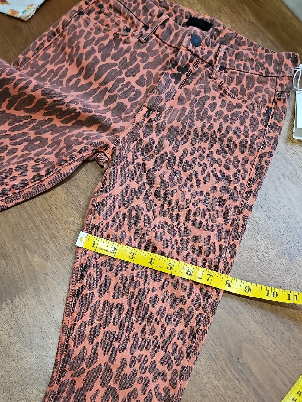 🧡🖤🧡MOTHER Coral Leopard-Print Skinny Jeans - Picture 16 of 17
